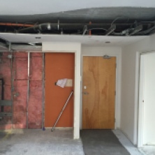 Showing the division of bathroom and closet remaining.